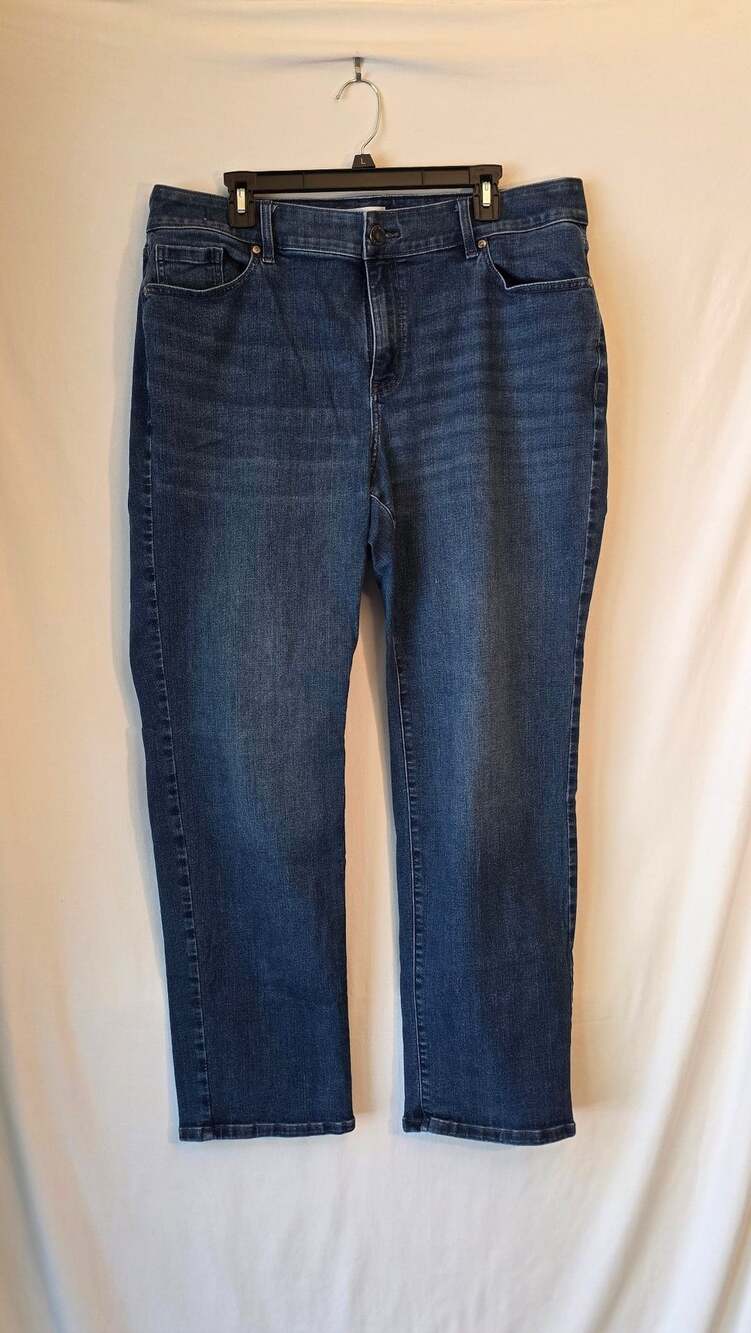 Lane Bryant Jeans Size 20 Regular Slim Tapered Stretch High Rise Denim Blue